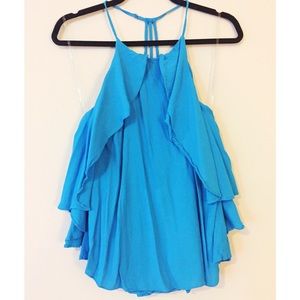 Blue open back tank 💙